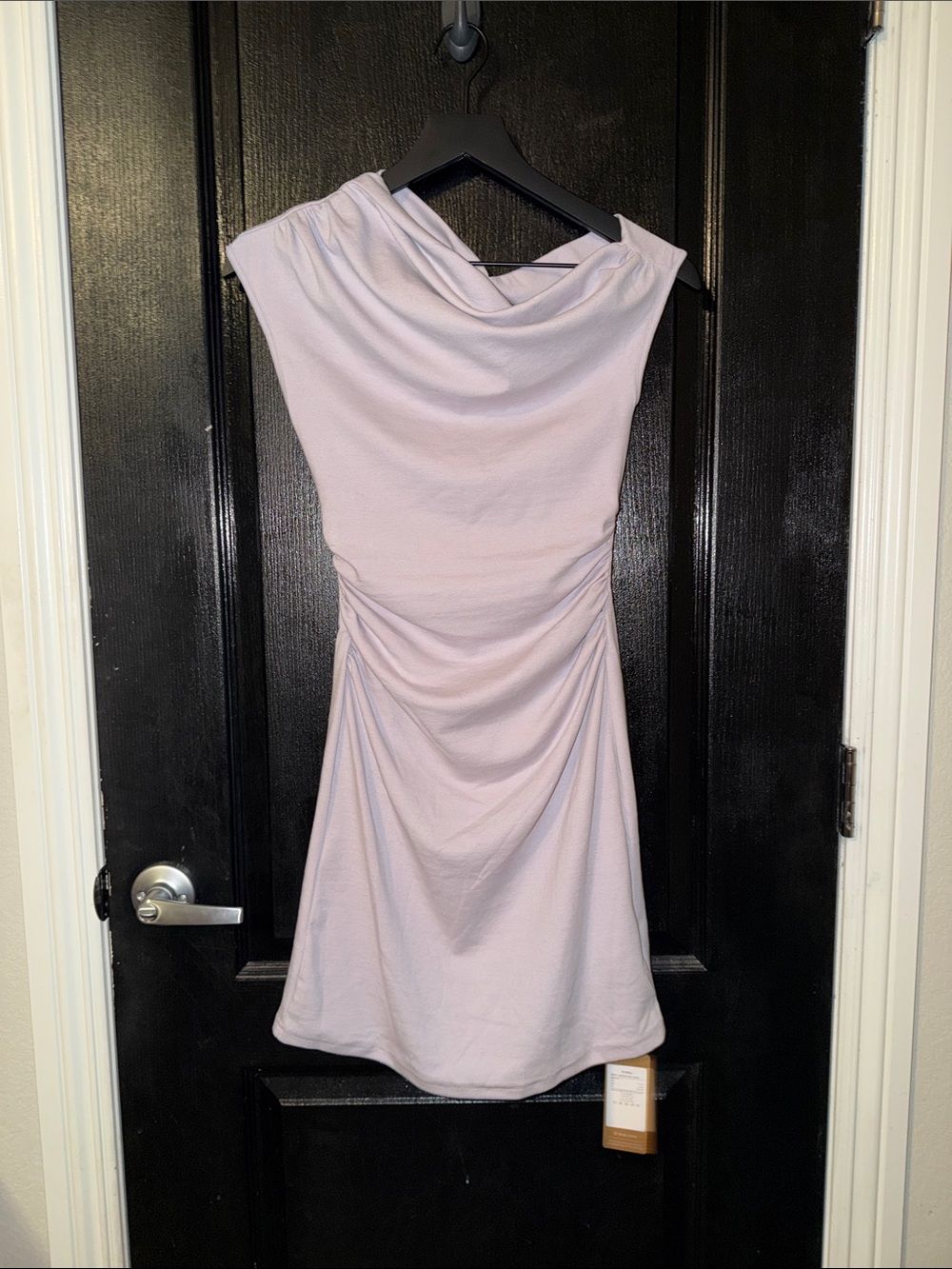 OGL Soft Cotton Lyocell Ruched asymmetrical Shoulder Mini Dress